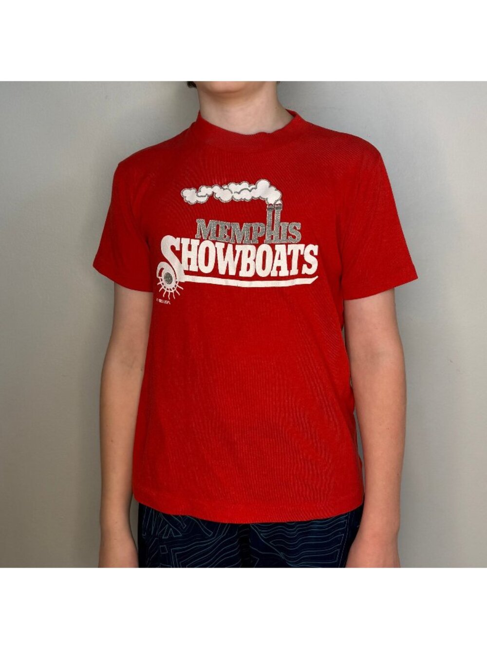 Vintage 1980s Memphis Showboats T-Shirt, Logo 7 Size Youth Large